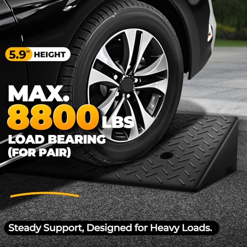 Auto Dynasty 5.9"H Rubber Curb Ramps for Driveway Sidewalk, HeavyDuty 2 Set - size: 5.9" Rise