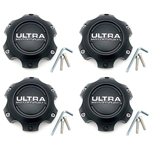 Ultra Motorsports 6 Lug Black Wheel Center Cap Set of 4 Pn: 89-9765