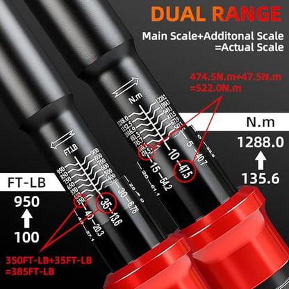 3/4-Inch Drive Torque Wrench 100-950ft.lb/135.58-1288.03Nm - size: 3/4" 1PC