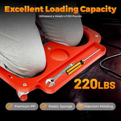 Rolling Creepers, Ergonomic Kneeling Cushion Mat Protector with Wheels, Mobile Knee Support Slider for Construction, Auto Repair, Gardening, Floor Tiling, Maintenance Work