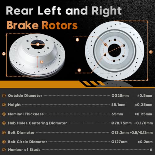 BETTHAND Front And Rear Brake Pads And Rotors Compatible With Chevy, GMC - size: 580019*2+580029*2+D882-7759+D883-L7760