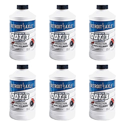 Detroit Axle - 12oz Synthetic Dot-3 Brake Fluid 355ml for Drum Disc Brakes - size: 6pc 12oz Brake Fluid
