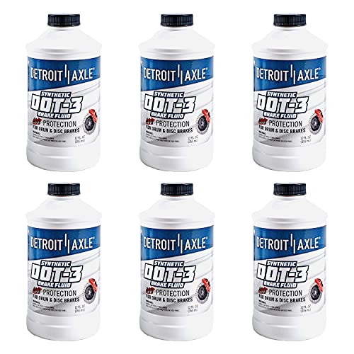 Detroit Axle - 12oz Synthetic Dot-3 Brake Fluid 355ml for Drum Disc Brakes - size: 6pc 12oz Brake Fluid