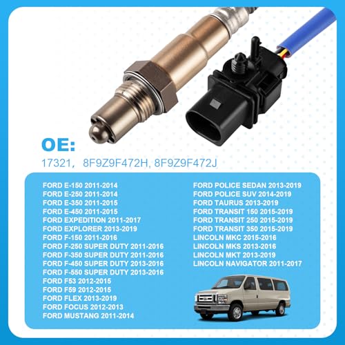 Nifeida 17321 8F9Z9F472J Oxygen Sensor Replacement O2 Sensor Compatible with Ford Expedition, Explorer, E-Series, F-Series, Flex, Focus, Mustang, Taurus, Transit, Lincoln MKC, MKS, MKT, Navigator - size: 17321