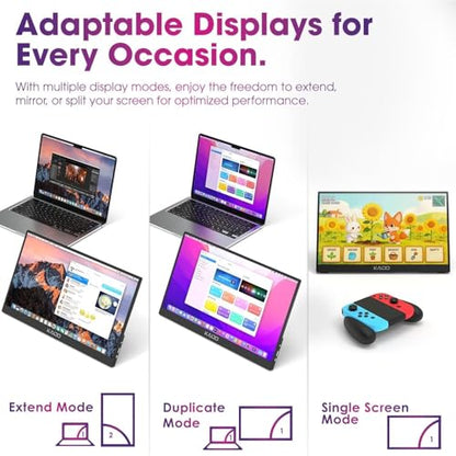 Kado Portable Monitor for Laptop, 15.6-inch IPS 1920x1080 Second Display - size: Swivel Stand