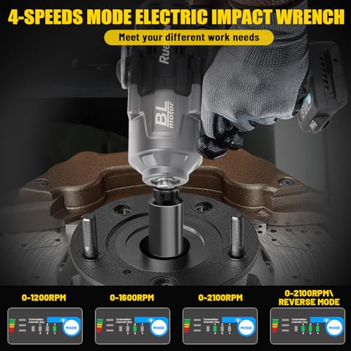 Cordless Impact Wrench 1/2" Compatible with Dewalt 20V Battery - color: Black 2000n 1/2in