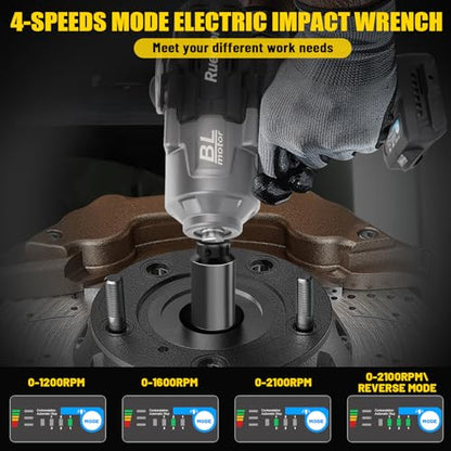 Cordless Impact Wrench 1/2" Compatible with Dewalt 20V Battery - color: Black 2000n 1/2in