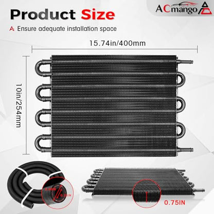 8 Pass Ultra-Cool Tube and Fin Transmission Cooler - color: Black, size: 8-pass