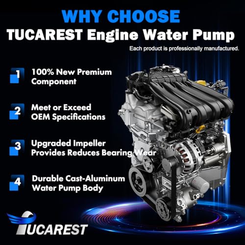 TUCAREST AW5092 Water Pump Kit (For 2.0L/2.2L/2.4L) Fit For Bu-ick Lacrosse Regal Verano, Chevy Cobalt Equinox HHR Malibu, G-MC Terrain, Pon-tiac G5 G6, Sa-ab 9-3, Sa-turn Aura Ion Sky Vue - size: AW5092