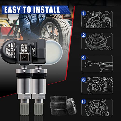 Autel TPMS Sensor,TPMS Sensor,Tire Pressure Sensor,1-Sensor 315MHz +433MHz Dual Frequency Tire Replacement Sensor,Universal Programmable Sensors for Pressure(Press in Metal Valves,4PCS) (SN-002)