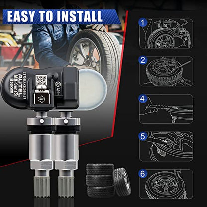Autel TPMS Sensor,TPMS Sensor,Tire Pressure Sensor,1-Sensor 315MHz +433MHz Dual Frequency Tire Replacement Sensor,Universal Programmable Sensors for Pressure(Press in Metal Valves,4PCS) (SN-002)