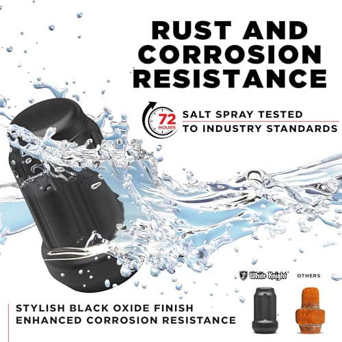 White Knight 3804MBT-20AM 1/2"-20 Matte Black 6 Spline Lug Nut with Key, 20 Pack (for AFTERMARKET Wheels with Smaller 0.80" Diameter Seating) - color: Matte Black