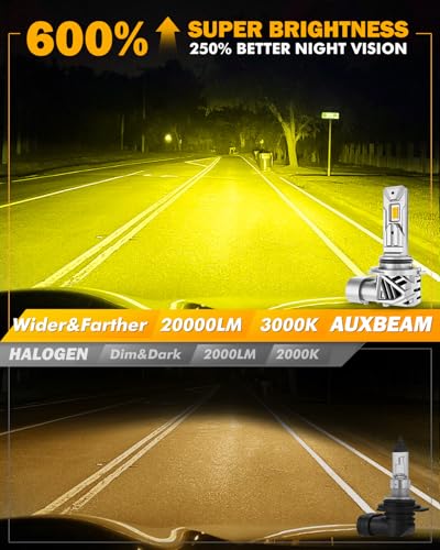 Auxbeam Q26 Series 9006 Fog Light Golden Yellow Offroad Lights 20000LM - color: Yellow, size: 9006