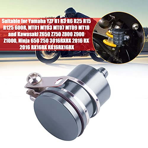 Universal Motorcycle Aluminum Brake Fluid Reservoir Oil Cup Fit For Yamaha Kawasaki Honda Suzuki BMW and more (Grey) - color: gray