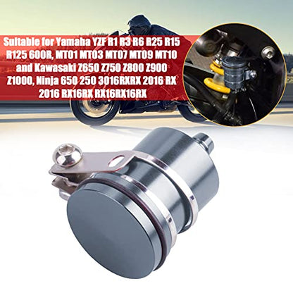 Universal Motorcycle Aluminum Brake Fluid Reservoir Oil Cup Fit For Yamaha Kawasaki Honda Suzuki BMW and more (Grey) - color: gray