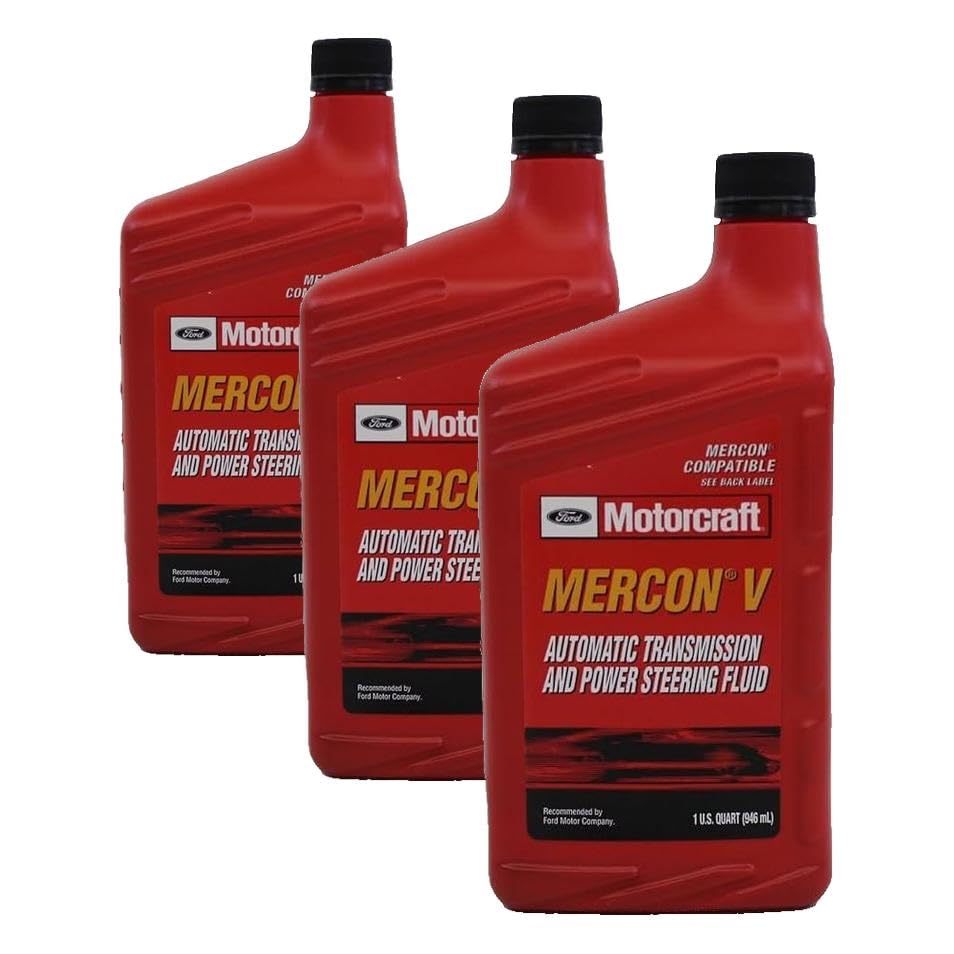 Ford Genuine Ford XT-5-QMC MERCON-V Automatic Transmission and Power Steering Fluid - 16 oz. (Pack of 3) - size: 16 Fl Oz (Pack of 3)