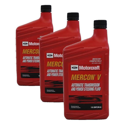 Ford Genuine Ford XT-5-QMC MERCON-V Automatic Transmission and Power Steering Fluid - 16 oz. (Pack of 3) - size: 16 Fl Oz (Pack of 3)