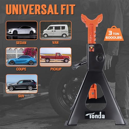 TONDA Jack Stands 3 Ton, Extra Tall, 13.39-21.06 in, 1 Pair