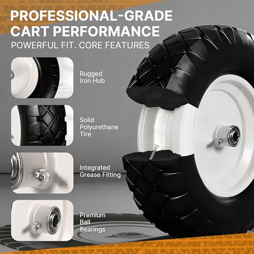 16" 4.80/4.00-8 Flat Free Wheelbarrow Tire & Wheel, 2-Pack