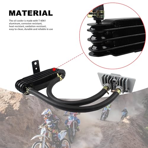 Motorcycle Oil Cooler,GY6 4 Row Oil Cooling Radiator Engine Kit with Oil Pipe Edge Cover for Dirt Pit Bike 125cc Motocross Engine Cooling