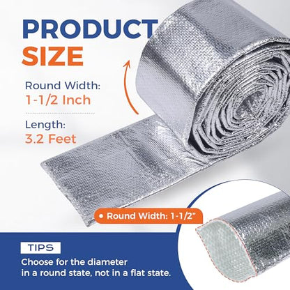 Automotive Heat Shield Sleeve 1-1/2"-3.2ft High Temp Sheathing Roll - size: 1-1/2“-3.2ft