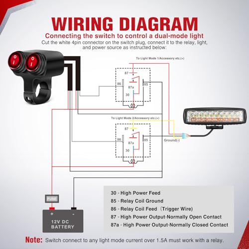 Nilight Motorcycle 7/8" (22mm) Handlebar Dual Control Switch - color: Motorcycle Handlebar Switch-Dual Control 4 Pin