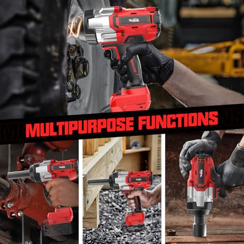 Cordless Impact Wrench 1/2" Compatible with Milwaukee 18V Battery, 1600Ft-lbs(2200N.m) High Torque Impact Gun Heavy Duty, Brushless Electric Power Impact Driver with 4 Speed Modes & LED Work Light - size: 1/2" 2200NM Compatible with Milwaukee
