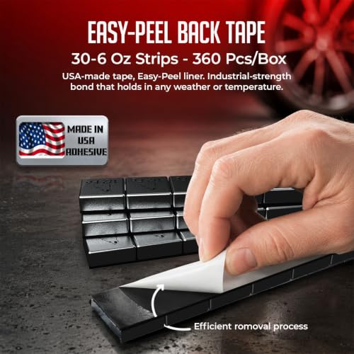 Wheel Accessories Parts 1/2 Oz. 0.50 Oz. Black Low Profile Stick-On Adhesive EasyPeel Tape Wheel Balancing Weights 1.70 kgs 3.75 lb Box US Made Tape 120 Pcs per Box - size: 120 Pcs Black, style: 1/2 Oz Segment