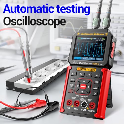 3-in-1 Handheld Oscilloscope Multimeter,50MHz Dual Channel,Signal Generator - color: Red