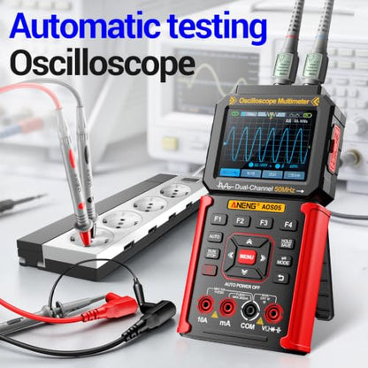 3-in-1 Handheld Oscilloscope Multimeter,50MHz Dual Channel,Signal Generator - color: Red