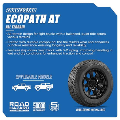 Set of 4 Travelstar Ecopath AT LT275/65R20 10 Ply 126/123S Light Truck Tire - size: LT275/65R20 10ply