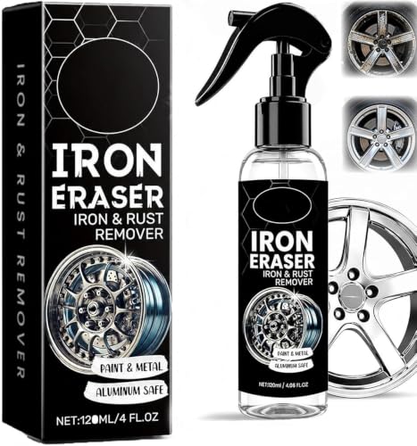 Iron Eraser Rust Remover Spray, Iron Powder Remover Spray for Car Wheels and Paint Fast Acting Rust and Brake Dust Remover, Professional Automotive Surface Cleaning (1PCS)