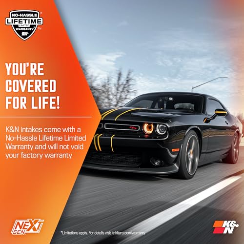 K&N NextGen Cold Air Intake System: High-Flow Cotton Filter: Compatible with 2011-2023 Dodge/Chrysler: Challenger, Charger, 300, 300C, 50-2544 - style: NextGen