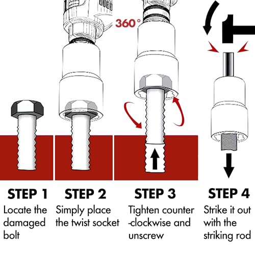 7 PCS Lug Nut Remover Socket Set Heavy Duty 1/2" Drive Wheel Lock Bolt Extractor Kit Large Size 17-26mm for Stripped, Damaged, Rounded Bolts and Fasteners, Cr-Mo Steel - size: 1/2"(17-26mm)