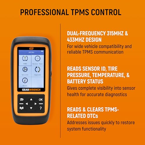 Bundle of GEARWRENCH Universal Tire Pressure Monitoring System Programming & Diagnostic Tool | GWTPMS + GEARWRENCH Universal Programmable Metal TPMS Sensor | GWTPMSM