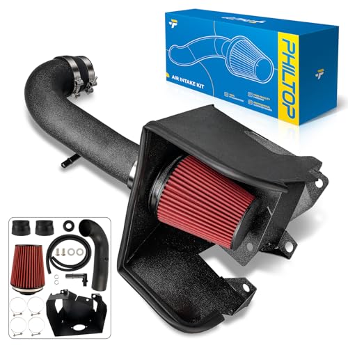 PHILTOP Cold Air Intake Red Tube + Heat Shield Compatible With 2019 2020 2021 2022 2023 2024 Ram 1500 5.7L, Red - color: Red, size: 2019-2024 Ram 1500 5.7L