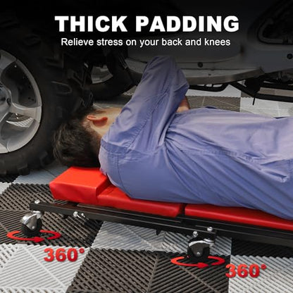 Big RED 36" Rolling Foldable Automotive Creeper， Car Creeper, 2-in-1 Garage Shop Creeper for Auto Repair, 300 Lbs Capacity, Red，TAM6505RR Torin - style: Creeper-36inch-Red