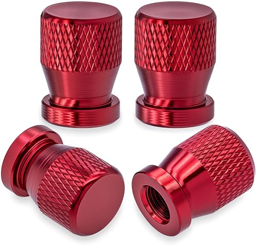 4PCS Car Tire Valve Stem Caps, Anodized Premium Alloy Air Caps Cover Accessories, Corrosion Resistant Leak-Proof, Universal for Cars, SUVs, Bikes, Trucks and Motorcycles (Red) - color: M14 - Red, size: 4 pcs - Standard