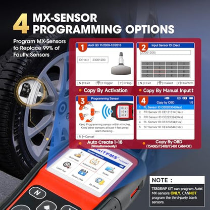 Autel TPMS Programming Tool TS508WF KIT, w/ $300 8PCS Sensor & 4PCS Valves