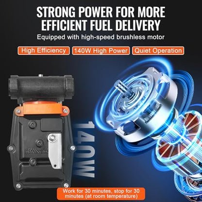 VEVOR Fuel Transfer Pump, 12V DC 15 GPM 1/4 HP, Portable Electric Diesel Transfer Pump with Auto Shut-Off Fuel Nozzle, Long Inlet & Outlet Hose for Gasoline, Diesel, Kerosene, Methanol Blends - size: 12V 15GPM Portable
