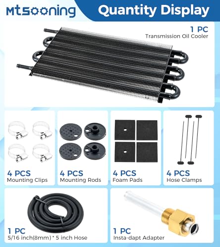Transmission Oil Cooler Kit, Universal 6 Pass 5/16" Tube and Fin Oil Cooler - size: 6-PASS