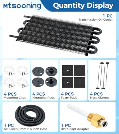 Transmission Oil Cooler Kit, Universal 6 Pass 5/16" Tube and Fin Oil Cooler - size: 6-PASS