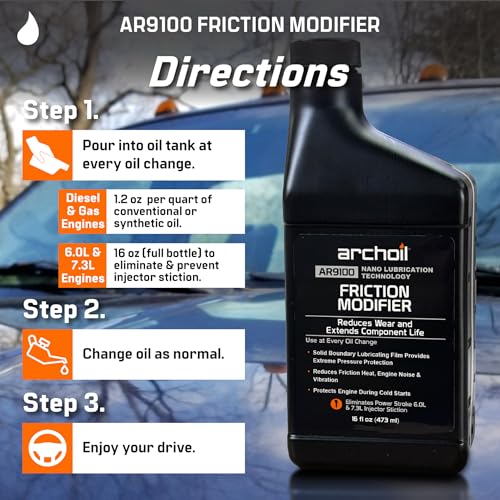 Archoil AR9100 Oil Additive (16oz) for All Vehicles - Powerstroke Cold Starts, Eliminates Injector Problems - size: AR9100 (16oz) - Single Pack