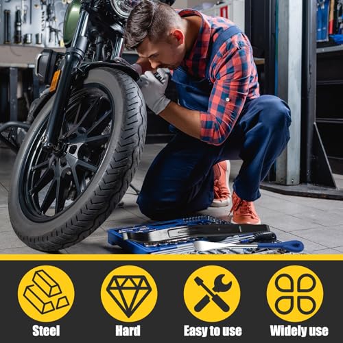 3 Pcs Tire Iron Kit Include 2 Pcs 10" Motorcycle Tire Spoons and a 15" Arc Levers Changing Repair Removal Tools for Dirt Bike Motorcycle ATV