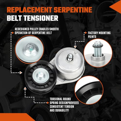 38103 Belt Tensioner Assembly with Pulley (For 4.3L/5.0L/5.7L/7.4L), Fit for Select Cadillac, Chevy, GMC, Oldsmobile, Workhorse Models, w/Bolt - size: 38103