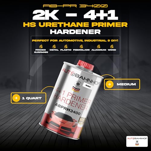 AB-PR 3300 4:1 Industrial Urethane Primer White & AB-PR 3400 Medium Hardener Kit – High Build Sandable Primer – 1 Gallon Primer + 1 Quart Hardener - color: Urethane Primer White & Medium Hardener (Kit)