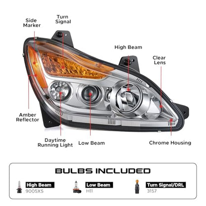 VRC Headlight for 2022 2023 2024 Kenworth T680 Next Gen P546156100 - size: 2022-2024 Right Passenger Side