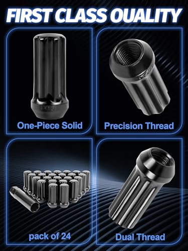 M14x1.5 Spline Lug Nuts 24 Pcs Closed end with 1 Socket Key - size: 14x1.5, style: 24PCS， 2.01