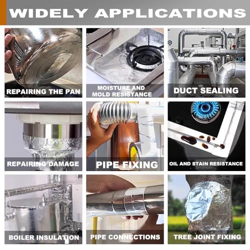 2 Rolls High-Temp Heat Shield Tape Reflective Adhesive Backed Roll Thermal Barrier Foil Tape Self-Adhesive Heat Resistant Tape Cool Tapes for Hose and Auto (Silver, 2 Inch x 32.8 ft) - color: Silver, size: 2 Inch x 32.8 ft