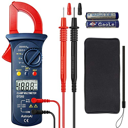 AstroAI Digital Clamp Meter 2000 Counts, Multimeter Amp Meter with Auto Ranging; Measures Voltage Tester, AC Current, Resistance, Continuity; Tests Diodes
